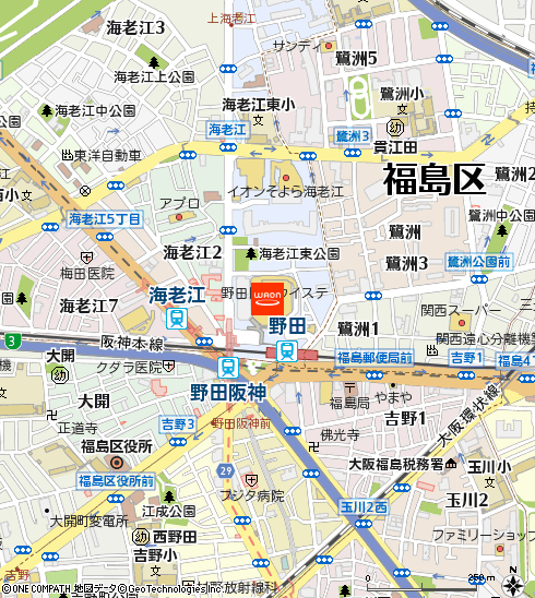 イオンスタイル野田阪神付近の地図
